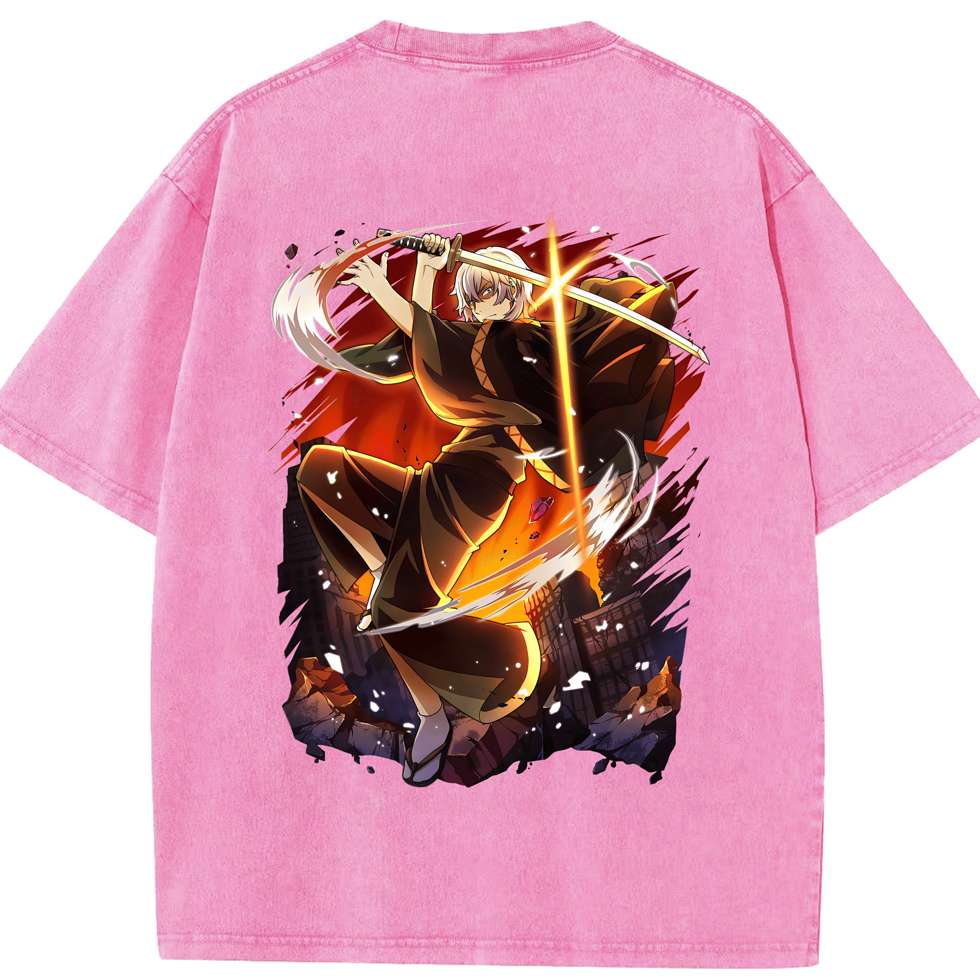 （画像用） 文豪ストレイドッグス Bungo Stray Dogs 綿100% ヴィンテージ風 半袖Tシャツ（背面プリント）